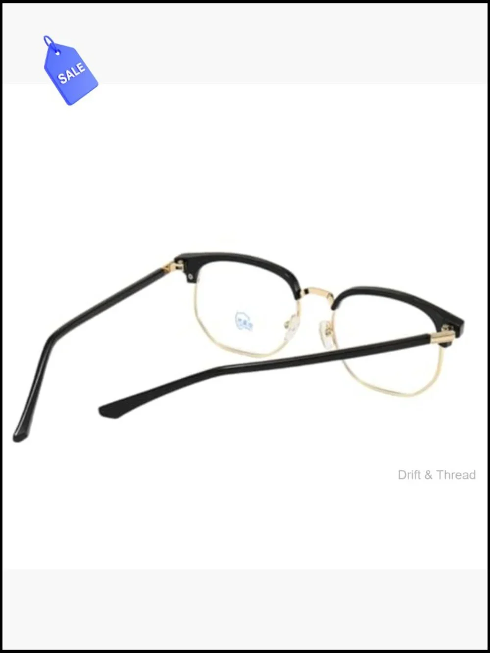 Vintage Stylish Semi-Rimless Clear Lens Glasses Blue Light Blocking